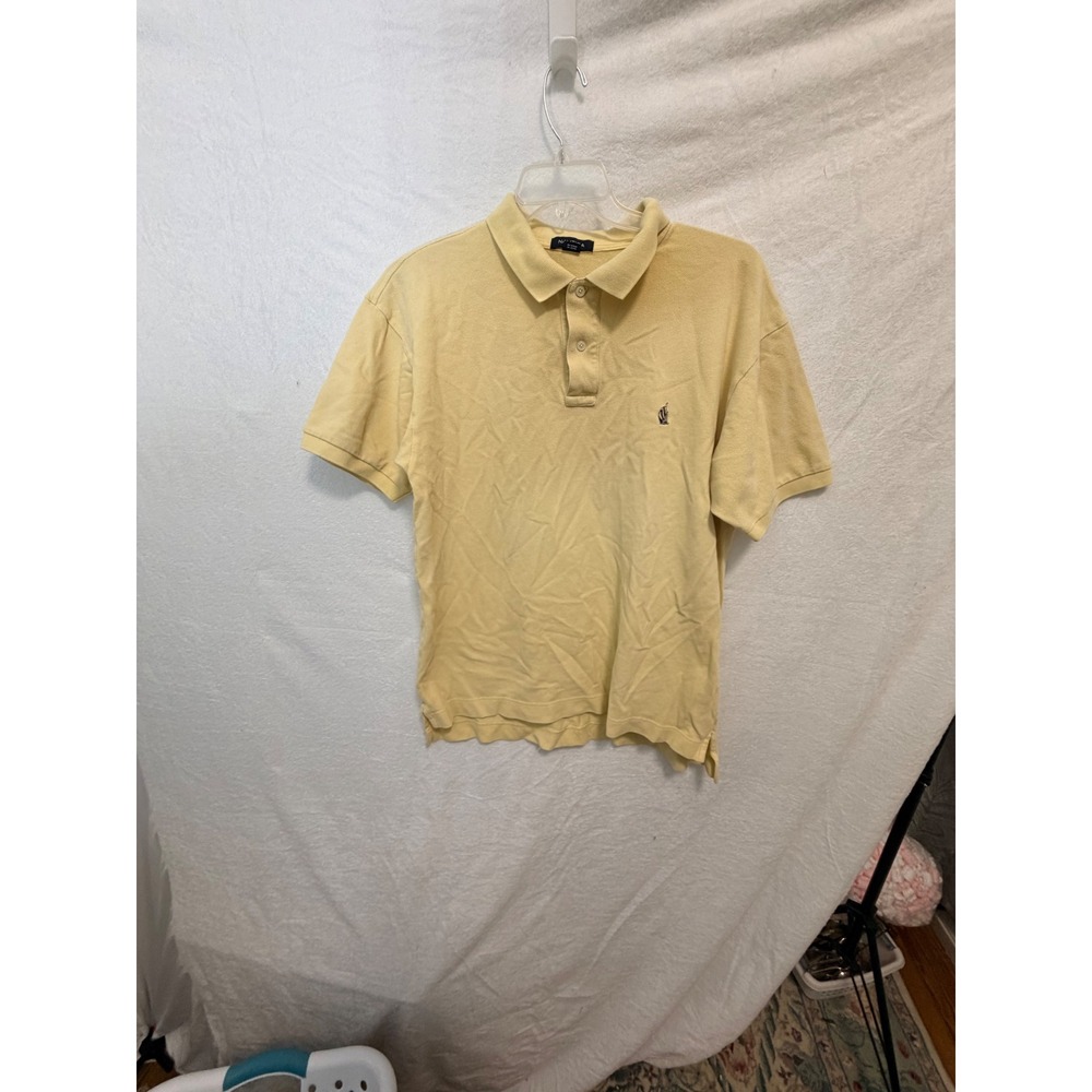 Nautica Mens XL Yellow Short Sleeve Cotton Pique Polo Shirt Sailboat Logo